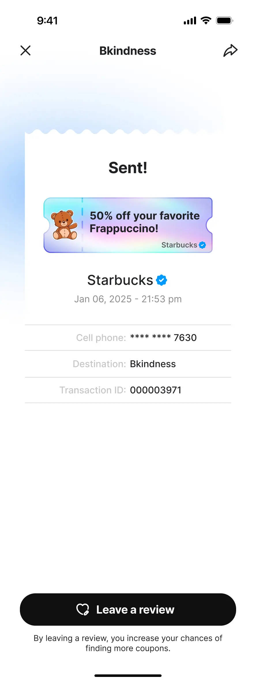 Interfaz móvil de Bkindness